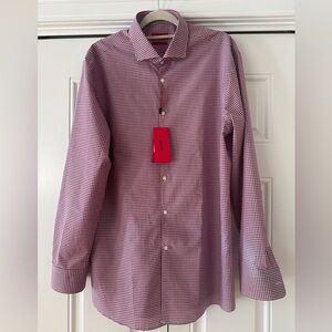 HUGO (HUGO BOSS) Men's Red, Blue and White Checkered Button Down Shirt, NWT